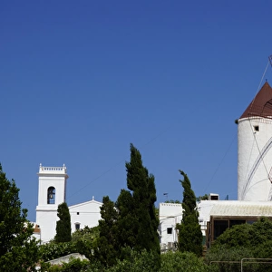 Menorca, Spain - Es Mercadal: Windmill, church