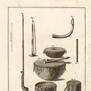 Military musical instruments: trumpet, horn