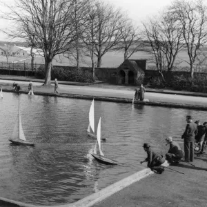 Model Boating Lake Print, Duthie Park, Aberdeen, 1950s Model Boating Lake Print, Duthie Park, Aberdeen, 1950s