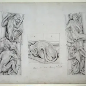 Print of Monkeys pillar design Drawing 4 Vol 1 Print of Monkeys pillar design Drawing 4 Vol 1