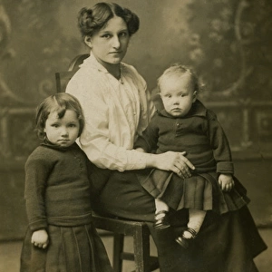 Mother and two small children
