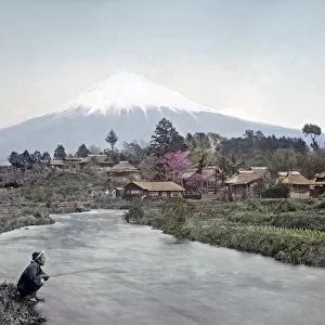 Mount Fuji from Omiya village, Japan, circa 1880s. Date: circa 1880s