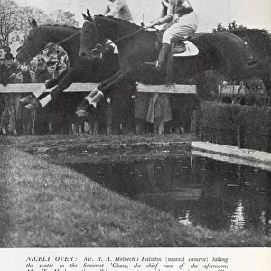 Mr R. A. Holbechs Paladin clearing the water jump in the Somerset Steeplechase at