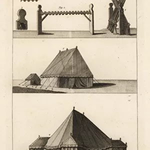 Musket racks, laboratory tent and officers tents