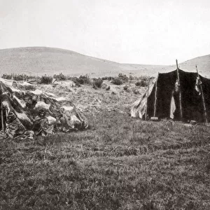 Native huts, Patagonia, circa 1890s. Date: circa 1890s