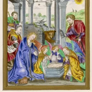 Jesus Nativity Print: Angels and Shepherds Gather Around the Manger Jesus Nativity Print: Angels and Shepherds Gather Around the Manger