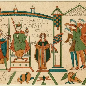 Bayeux Tapestry Print - Harold's Coronation at Westminster 1066 Bayeux Tapestry Print - Harold's Coronation at Westminster 1066