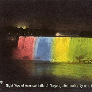 Niagara Falls at night, with lighting, New York State, USA