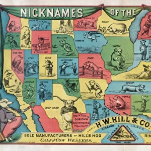 Nicknames of the states. H. W. Hill & Co. Decatur Illinois so