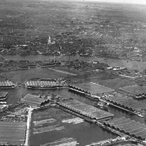 O E Simmonds aerial view of Surrey Docks London