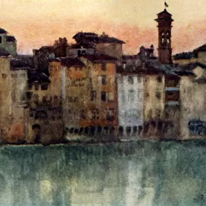 Old Houses on the left bank of the River Arno, looking West