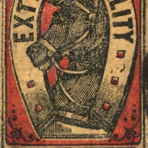 Old Japanese Matchbox label with a horse in a horseshoe