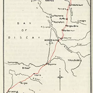 The Paris-Madrid Race route, 1903