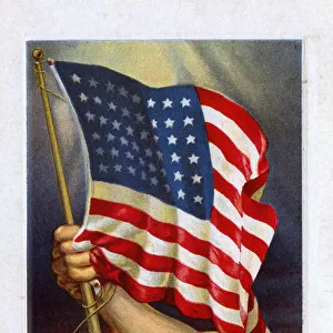 Patriotic WW1-era postcard - Stars and Stripes Flag - USA