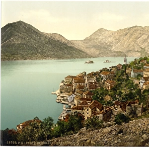 Perasto, general view, showing island, Dalmatia, Austro-Hung