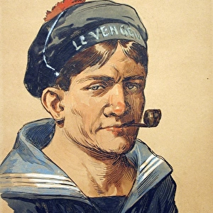 Portrait of a French sailor wearing French naval cap