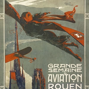 Poster advertising aviation week at Rouen, 1910