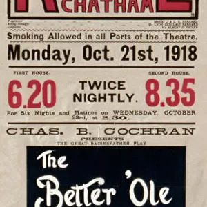 Poster advertising The Better Ole, Theatre Royal, Chatham
