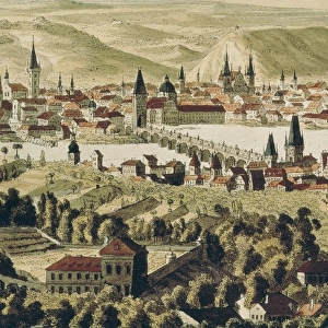 Prague in 18th c. Drawing. CZECH Rep Prague
