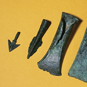 Prehistory. Metal Age. 1st Iron Age. Bronze axes and bronze