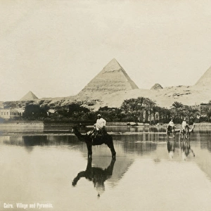 Pyramid complex of Giza from the Nile, Egypt