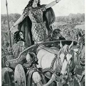 Queen Boudicca inciting the Britons to revolt