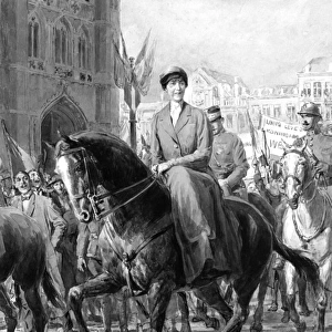 Queen Elisabeth of Belgium on horseback