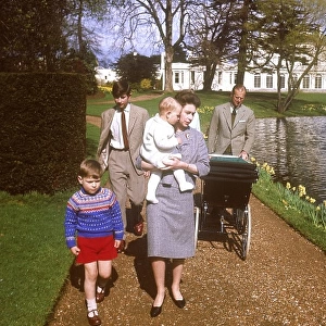 Queen Elizabeth II and family at Frogmore, April 1965