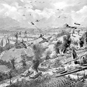 RAF Typhoons attack German tanks, France; Second World War