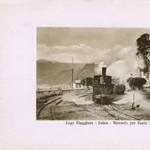 Railway at Luino on Lake Maggiore, Italy