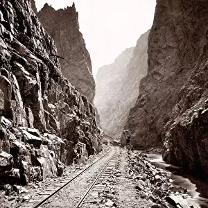 Railway track, Royal Gorge, Arkansas River, Colorado, 1880 s