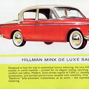 A Red Hillman Minx Deluxe saloon