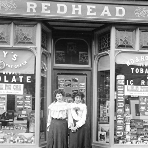 Redheads shop, Coniston, with Annie and Kate