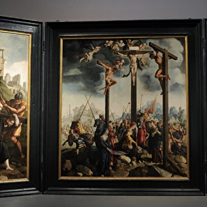 Renaissance. Triptych with the Crucifixion by Jan van Scorel