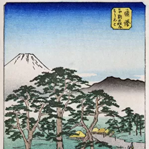 The Road to a village through the trees by Hiroshige