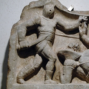 Roman art. Relief commemorating the victories of a gladiator