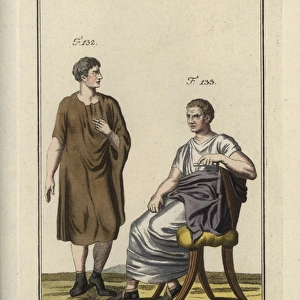 Roman man wearing the panula, and a seated Roman senator