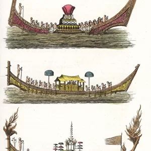 Royal barges at Ayutthaya, Kingdom of Siam, Thailand