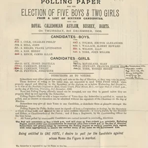 Royal Caledonian Orphan Asylum, Bushey - Polling Paper