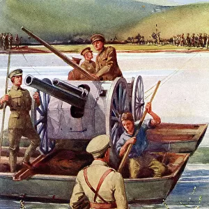 Royal Engineers at Pontooning Work, WW1