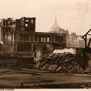 Ruins of Moorgate Station, London - Blitz, WW2