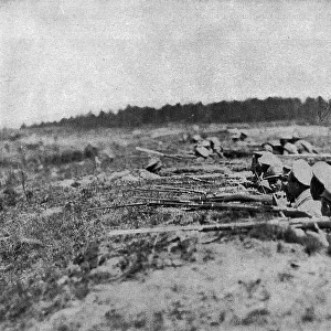 Russian soldiers in action at the front, Russia, WW1