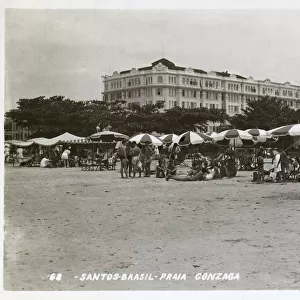 Santos, Brazil - Sunshades and chairs, Gonzaga Praia (Beach)