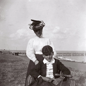 Schoolboy and his mother, Southwold, Suffolk