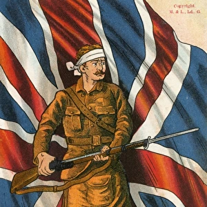 Scots Highlander - WWI Patriotic Postcard - Union Flag