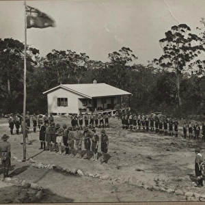 Scouts on parade at a camp, Australia