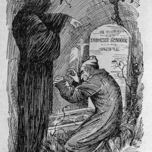 Mary Evans Print: Scrooge Sees Grave Mary Evans Print: Scrooge Sees Grave