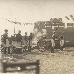 Sea Scouts demonstrating with cannons, Gibraltar