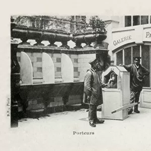 Sedan Chair porters and occupant - at Mont-Dore, France