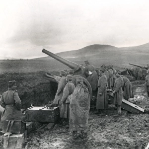 Serbian heavy batteries in action against Austrians, WW1